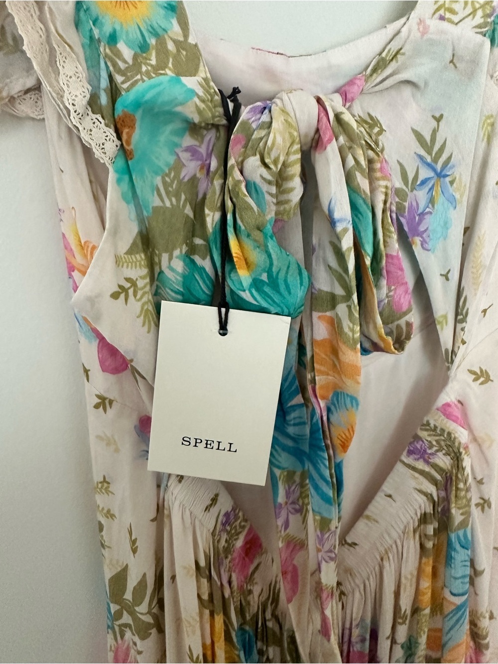 New SPELL Lei Lei Frill Gown - Cream Floral sz XL - Picture 14 of 15